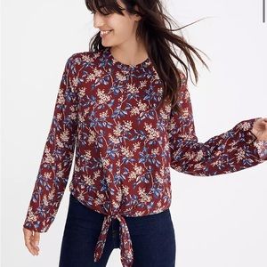Madewell Burgundy Fall Floral Blouse Top XXS